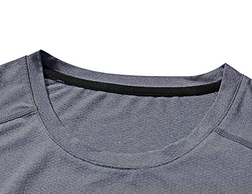 Men’s Dry-Fit Moisture Wicking Active Athletic Performance Crew T-Shirt Running Workout Shirts Grey