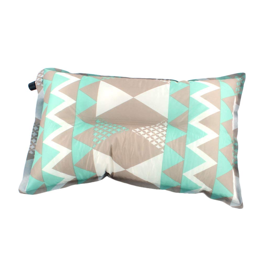 TOPBATHY Beach Pillow Self Inflatable Camping Pillow National Style Portable Ultralight Inflating Travel Pillow for Hiking Camping Neck Lumbar Support (Blue Grey Printed) Outdoor Pillow