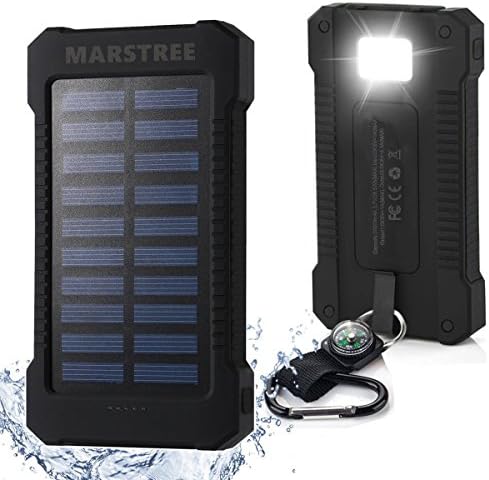 Solar Charger, Marstree 20000mAh Waterproof Solar Power Bank Dual USB Battery Pack Portable Phone Charger with LED Flashlight for USB Devices
