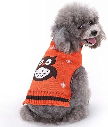 Puppy Clothes,2017 New Hot Sale Colorful Owl Pattern Pet Dog Cute Clothes Puppy Winter Sweater by Neartime (M, Orange)