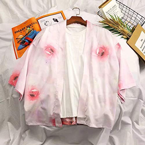 Men Japanese Yukata Coat Kimono Outwear Vintage Casual Top Black Dragon
