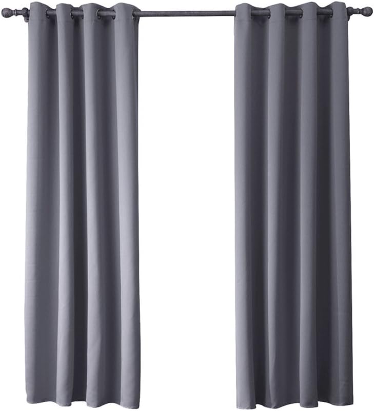 Borlans Blackout Curtains Solid Grommet Blackout Blinds Thermal Insulated Window Curtains for Living Room 55 by 87 Inch-Set of 2 Panels(Grey)