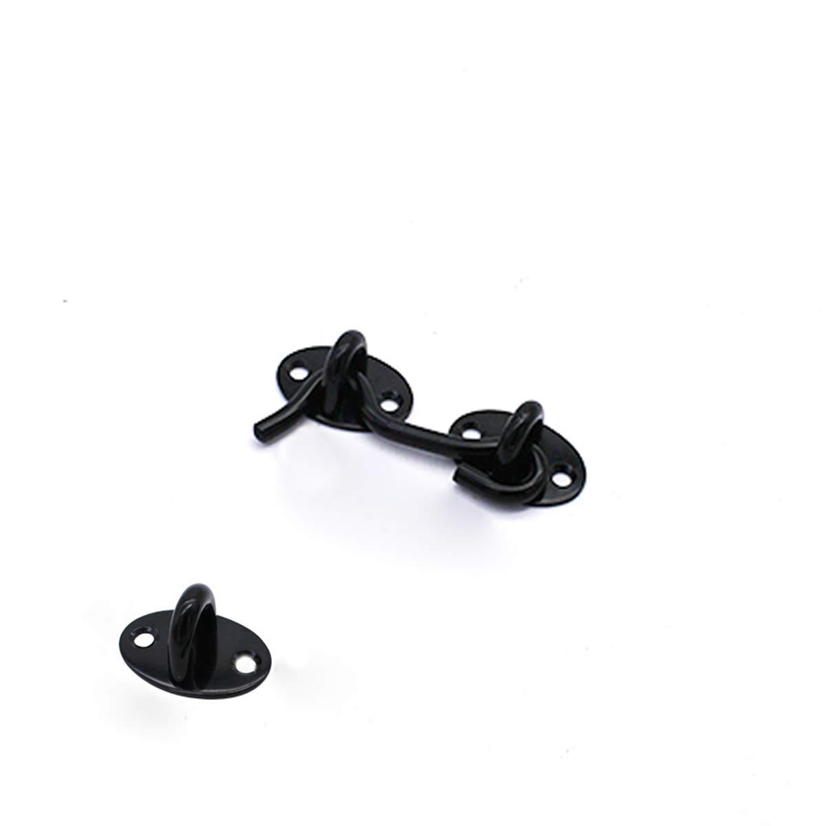3 Inch Stainless Steel Black Cabin Hook Latches and Eye Hooks, Cabinet Door Hooks Window Hooks, Open Garden Gate Locks, Door Window Locks Bolts with Mounting Screws, 1 Pcs.