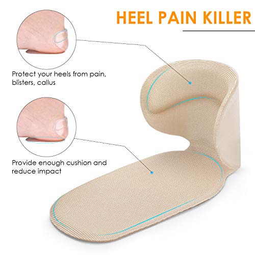 Heel Cushion Inserts for Women and Men, Adhesive Silicone Shoe Pads, Heel Grips Liner Protectors for High Heels, Loose Shoes, Flats