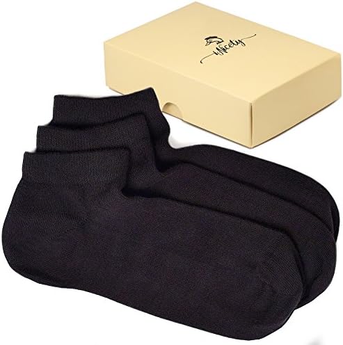 Men's Low Cut Socks 3 Pairs Seamless Combed Cotton iNicety Black