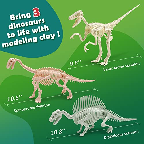 Drama Air Dry Clay Dinosaur Craft Kit for Kids, Build and Design