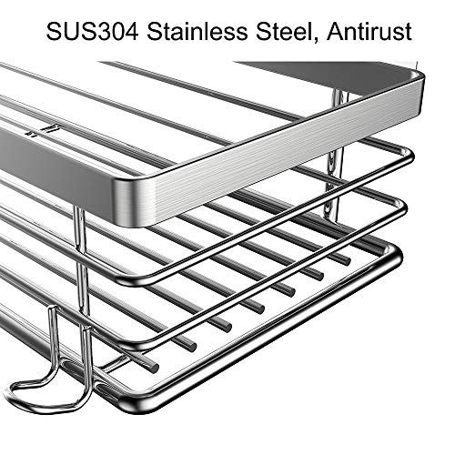 Orimade Adhesive Shower Caddy Soap Dish Holder Shelf with 5 Hooks