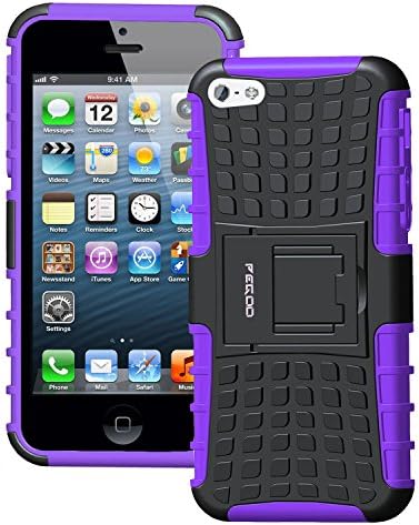 iPhone SE Case,iPhone 5S Case,Impact Resistant Shockprooof Hybrid Hard Heavy Duty Dual Layer Hard Plastic and Soft TPU Armor Case Cover for Apple iPhone 5 5S SE With a Kickstand (Black Purple)