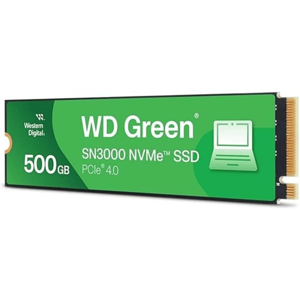 Western Digital 500GB WD Green SN3000 NVMe Internal SSD - Solid State Drive - Gen4 PCIe, M.2 2280, Up to 5,000 MB/s - WDS500G4G0E