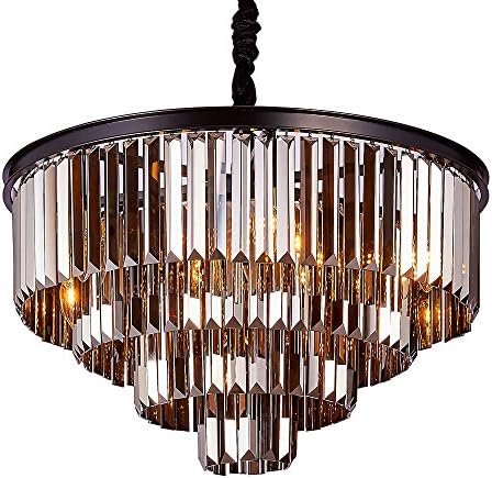 Ledhopp Clear Crystal chandelier Lighting Crystal Dining Room Light Flush mount Crystal LED Ceiling Light Fixture Pendant crystal Lamp for Dining Room Bedroom Livingroom (gray, Dia-19.7inch)