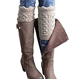 FAYBOX Women's Short Leg Warmer Crochet Boot Cover (Short Khaki)