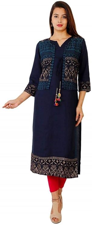 Women's Rayon 2 Piece Long Kurti with Jacket