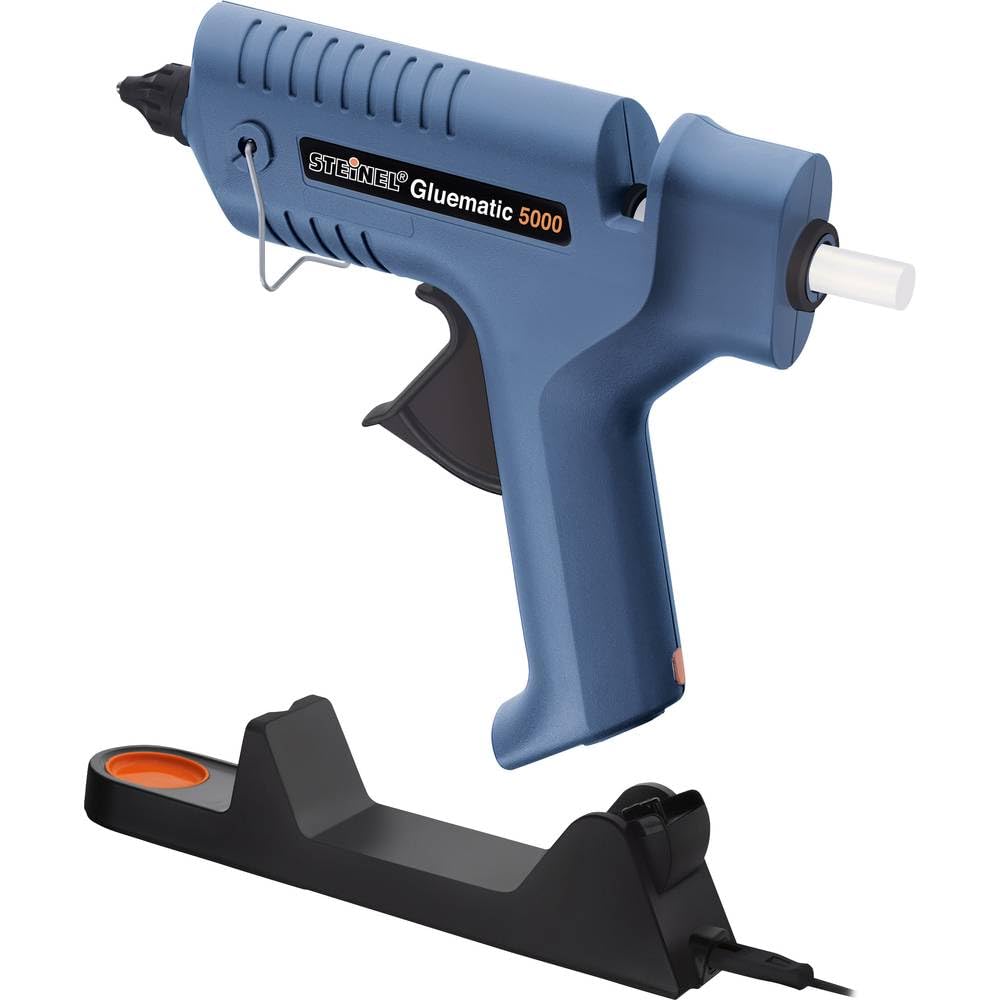 Steinel 332716 Hot Glue Gun Gluematic 5000 - incl. Charging Station, Drip Tray & 2 Nozzles 11 mm Glue Sticks