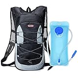 Hydration Backpack, Bukm UltraLight 2L Hydration Pack with Water Bladder Camping Hunting Running Hiking Cycling Walking Climbing Skiing Bag Daypack for Men Women Kids (Black)