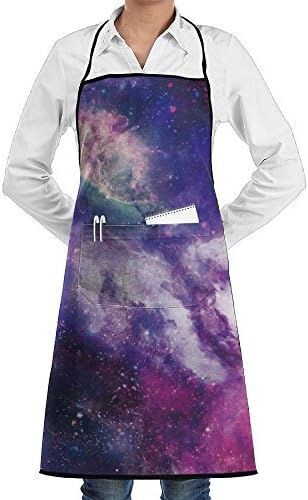 Adult Space Galaxy Pattern Adjustable Kitchen Bib Apron With Pocket Cooking Restaurant Chef Aprons For BBQ, Painting, Bar Pub