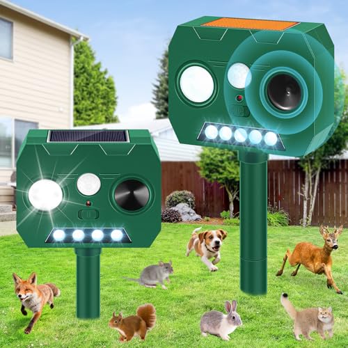 Solar Ultrasonic Animal Repellent Outdoor, 2 Pack Cat Repellent Outdoor Deer Repellent