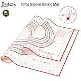 Non Stick Silicone Baking Mat 2 Pcs Set with Measurements, High Temperature Resistance Pastry Mat FDA Approved by Lasten