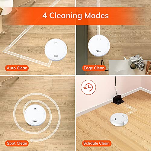 Robot Vacuum Cleaner, Ultra Slim Quiet, Cleans Hard Floors to Medium-Pile Carpets,Integral Memory Multiple Cleaning Modes Vacuum Best for Pet Hairs