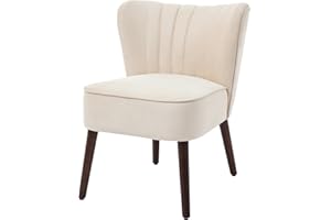 Modern Velvet Accent Chair – Armless Design, 300Lbs Capacity with Wooden Legs for Living Room, Bedroom & Office