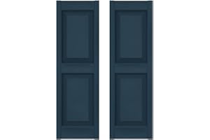 Builders Edge 14.75 in. W x 63 in. H Builders Edge, Standard Two Equal Panels, Raised Panel Shutters, Includes Matching Installation Spikes (Per Pair), 036 - Classic Blue