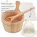 BESTNEWIE Canadian Red Cedar Wooden Sauna Bucket and Ladle with Sauna Hat and Sauna Seat Pad Handmade Sauna and Spa Accessory - Wooden Sauna Bucket 5 Liter (1.3 Gallon)