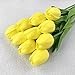 Montout 12PCS/Set PU Stunning Holland Tulip Flower Real Touch Artificial Silk Flowers Arrangement Bouquet Home Room Office Wedding Party Decor (Yellow)