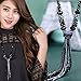Everrich Fashion Tassel Crystal Fringed Winter Long Sweater Chain Pendant Necklace Clothing Accessories Jewelry