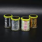 WellieSTR 4 Color Set Medium Size 1mm Flat Mylar Tinsel Pearlescent Flashback 3D Holographic Tinsel for Streamer Muddler Fly Tying Material