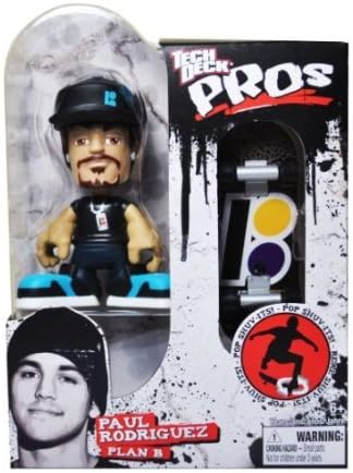 Tech Deck Pros Finger Skateboard 3-1/2 Inch Tall Pro Skater Action Figure Set - PAUL RODRIGUEZ 'Plan B' with Fingerboard