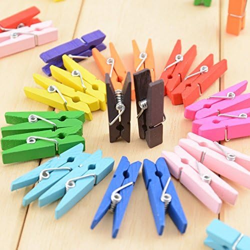 Colife 100pcs Colored Clothespin Paper Clips, Wood Clips Creative Clips Multi-purpose Clips
