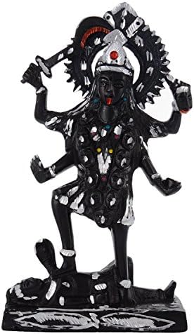 Kapasi Handicrafts Aluminum White Metal Goddess Mahakali Standing Idol (Black) (7" x 3" x 12.5" Inch)