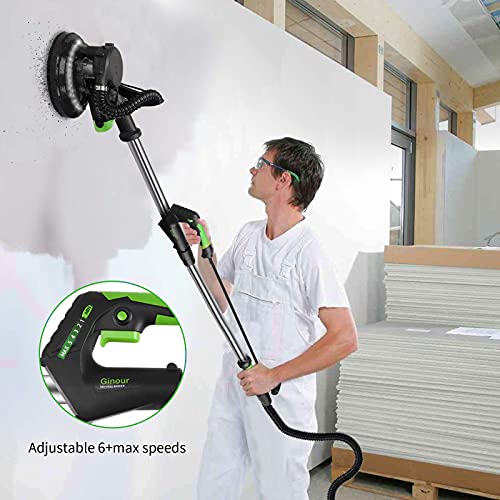 Drywall Sander, Ginour 6A 7 Variable Speed 10001800RPM Wall Sander With Vacuum Attachment, LED