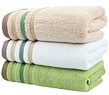 Moolecole Jacquard Towel 100% High-quality Bamboo Fiber Striped Towels Soft Hand Towel 160-gram 13.5''x 30'' (1, Green)