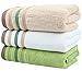 Moolecole Jacquard Towel 100% High-quality Bamboo Fiber Striped Towels Soft Hand Towel 160-gram 13.5''x 30'' (1, Green)