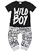 Newborn Baby Boys Clothes Wild Boy Letter Print T-Shirt Tops and Pants Outfits Set Autumn Winter(short sleeve,12-18 months)