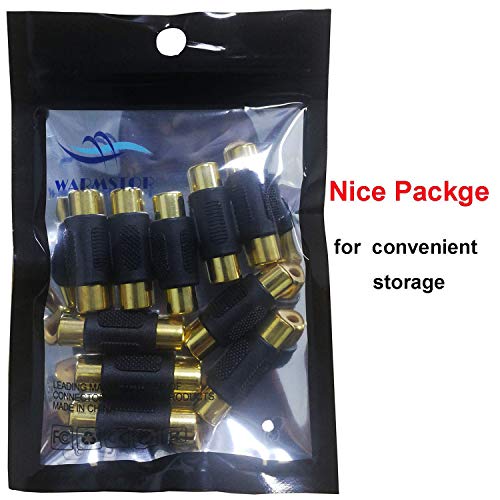 Warmstor 10 Pack Audio Video RCA Female to Female Adapter Coupler RCA Cable Connector Gold Plated