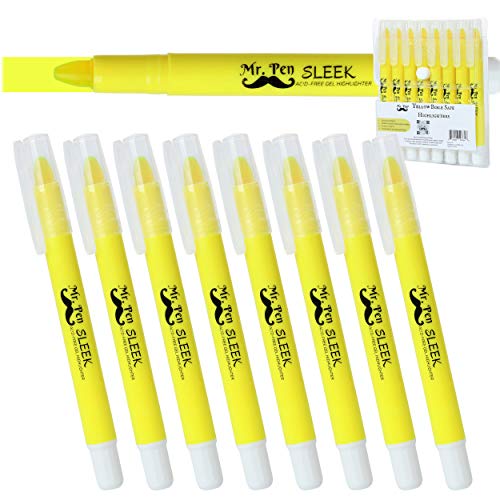 Mr. Pen No Bleed Gel Highlighter, Bible Highlighters, Yellow, Pack of