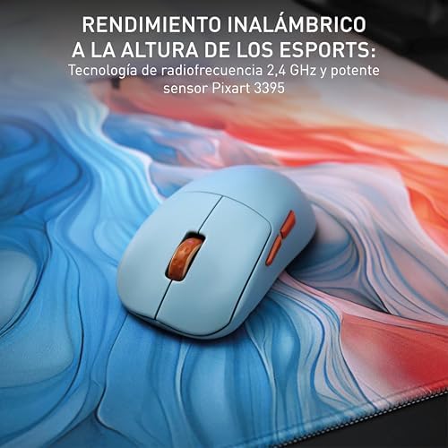 M68 sem fios, rato gamer ultraleve sem fios, 2,4 GHz, otimizado para e-sports, formato simétrico com frente extra baixo, azul