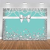 Mehofoto Breakfast Blue Bow-Knot Birthday Backdrop Sweet 16 Turquoise Bow Photography Background 7x5ft Vinyl Bridal Shower Wedding Party Banner Supplies Backdrops