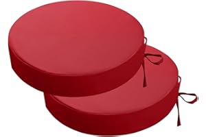 idee-home Outdoor Bistro Chair Cushions, 15”x15”x 3” Thick Outdoor Round Seat Cushions Set of 2 with Ties, Waterproof Round Patio Furniture for Garden