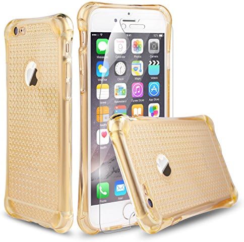 ipush IPhone 6s Plus Case, Soft TPU Shockproof Protective Case + Explosion-proof Screen Protector Cover for iPhone 6 Plus / iPhone 6s Plus(5.5'') (Glod+Screen Protector)