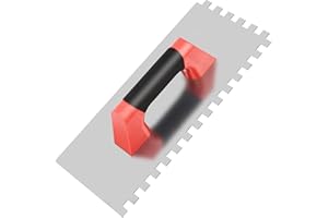 DEKEones Notched Tiling Trowel, 12" X 5" Stainless Steel Concrete Finishing Trowel with Soft Grip Handle for Grouting Plastering Flooring Finishing Hand Tools