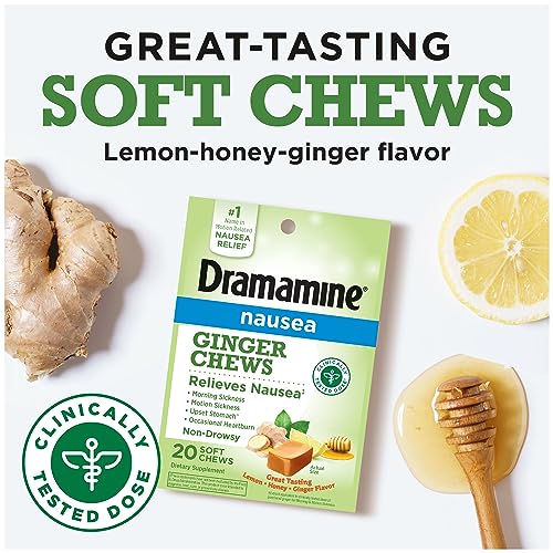 Dramamine Ginger Chews, Nausea Relief Soft Chews LemonHoneyGinger, 20 Count Pricepulse