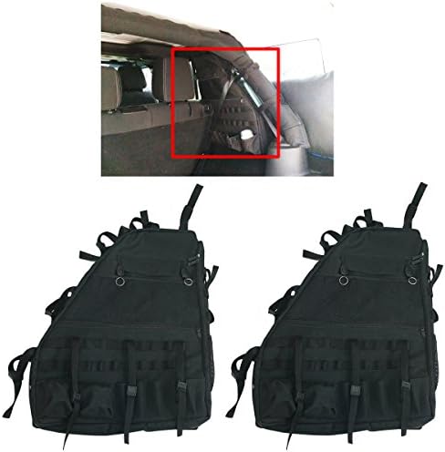 2pcs Multi-Pockets Two Side Cargo Storage Bag Saddlebag for Jeep Wrangler JK 4-Door 2007~2016 Roll Cage Tool Kits Bottle Drink Phone Gadget Holder