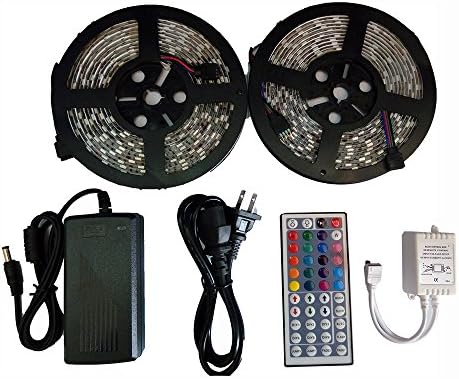 PS Hunters LED Lights Strip Waterproof 10M/32.8ft SMD 5050 600LEDs RGB LED Strip Light with 44 Key Remote Control For Outdoors, Indoors, Car, Stage, Bar, Festivals, Christmas, Party Decoration