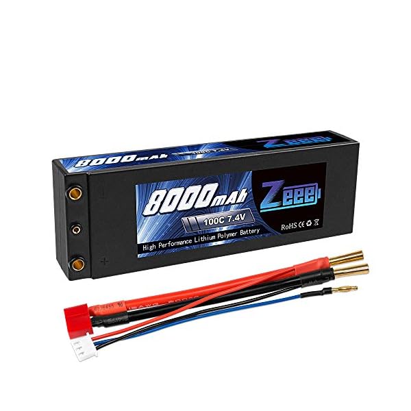 Zeee 2S Lipo Akku 7,4V 8000mAh 100C Hardcase Batterie mit 4,0mm Kugel to Deans T Stecker für RC Evader BX Auto Car Truck…