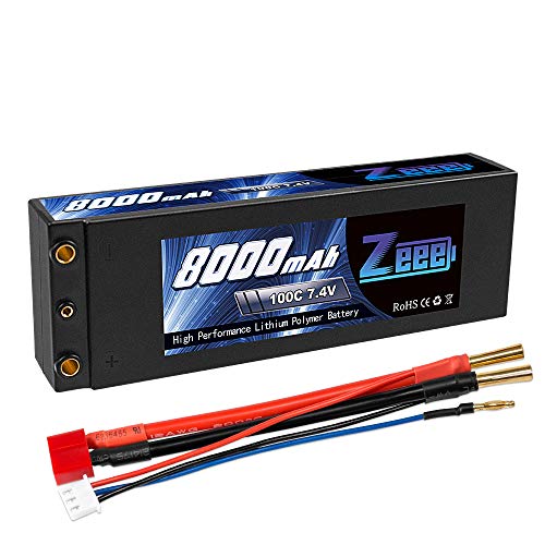Zeee 2S Lipo Akku 7,4V 8000mAh 100C Hardcase Batterie mit 4,0mm Kugel to Deans T Stecker für RC Evader BX Auto Car Truck…