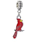 Dangle Red Cardinal Bird Charm Bead for Bracelets