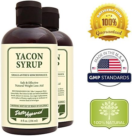 Doctor Approved Pure Yacon Syrup (2 Bottles) - Sugar Replacement and Natural Weight Loss Aid 8 OZ Each - Low Calorie Sugar and Sweetener Substitute - Appetite Suppressant, Diuretic and Weight Loss Supplement - Best Yacon Syrup