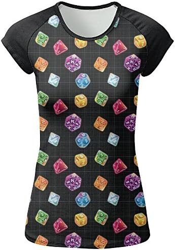 Women's Crystal Number Dice Casual Front Print Raglan Short Sleeve T-Shirt